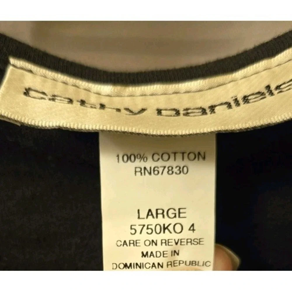 Cathy Daniels Womens Black Full Zip‎ Floral Velvet Long Sleeve Jacket Sz Large